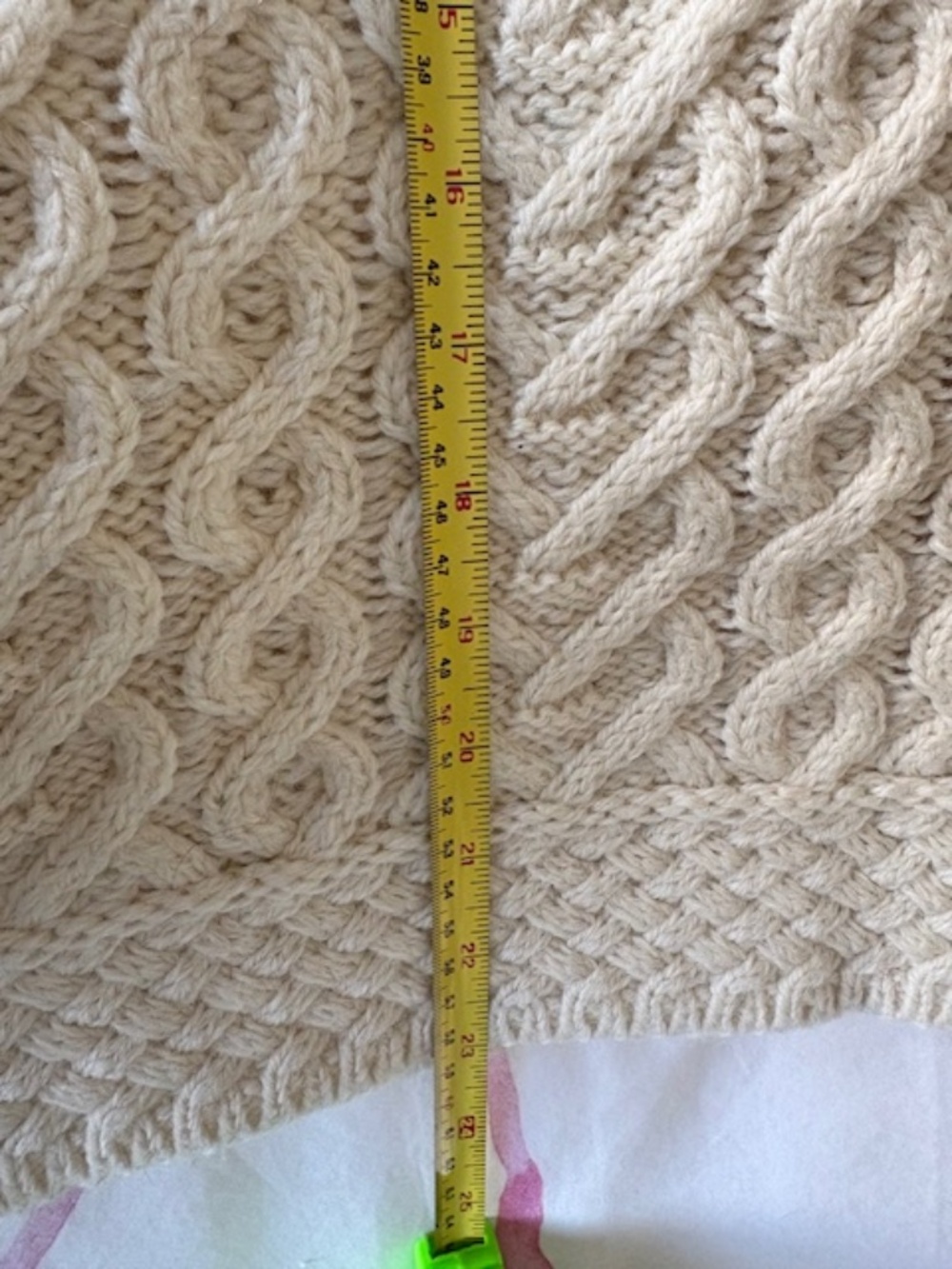 ARAN MOR Women's sz S Irish cable knit sweater polo neck natural white - Picture 14 of 14